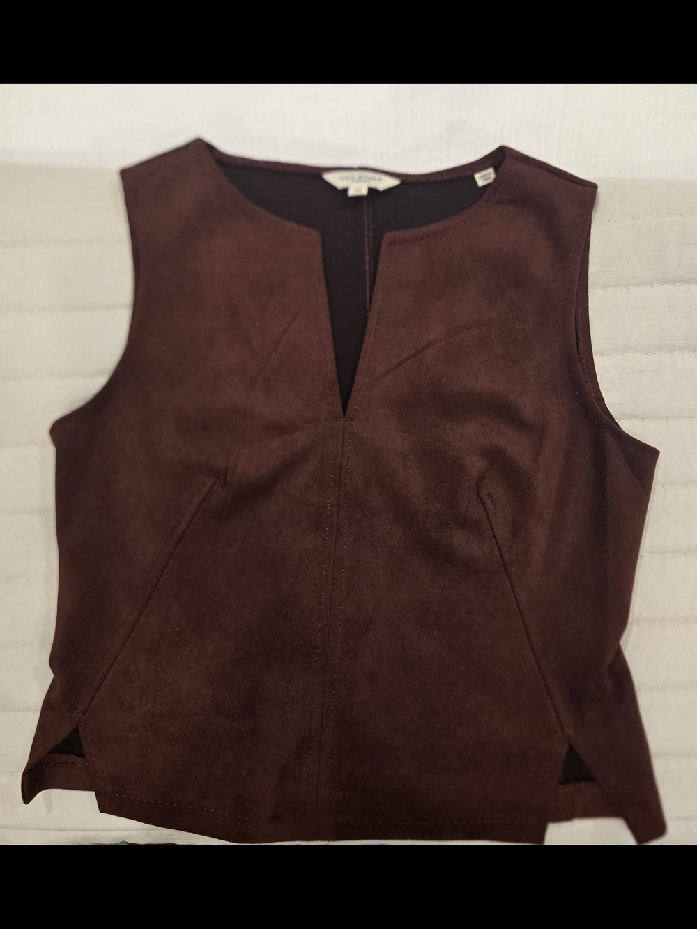 Max Studio London Faux Suede Sleeveless Top – Brown – XS